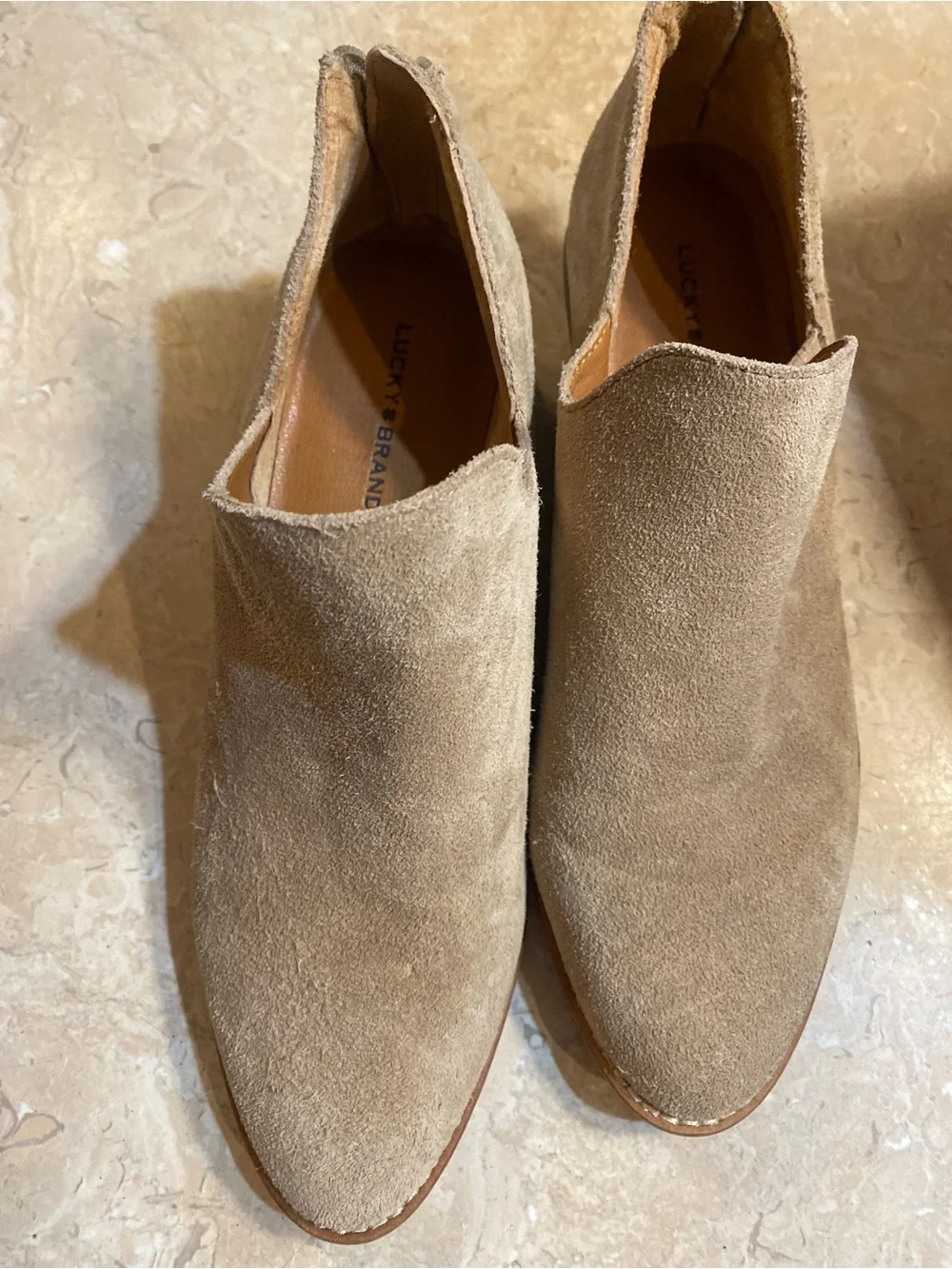 Lucky Brand  Women’s Beige Suede Ankle  Boots